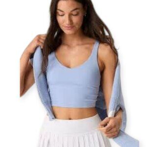 Aerie Womens Blue Sz M Low Key Longline Sleeveless Active Cropped Sports Bra